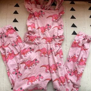 Hugo Loves Tiki Pink Dinosaur Print Ruffle Romper